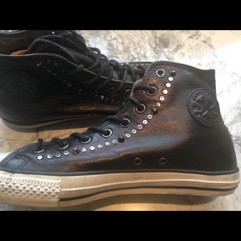 Black leather sneakers